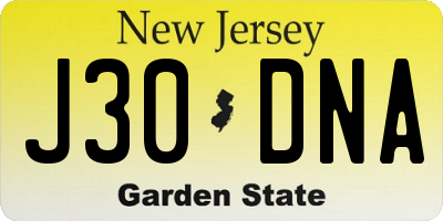 NJ license plate J30DNA