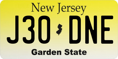 NJ license plate J30DNE