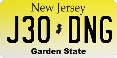 NJ license plate J30DNG