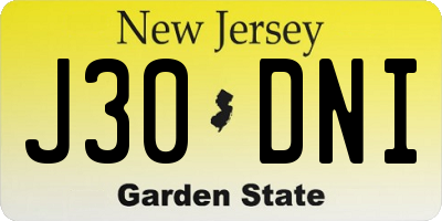 NJ license plate J30DNI
