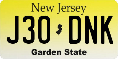 NJ license plate J30DNK