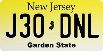 NJ license plate J30DNL