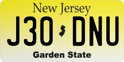 NJ license plate J30DNU