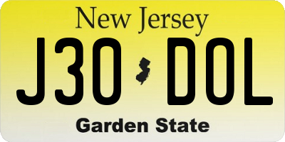 NJ license plate J30DOL