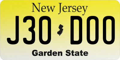 NJ license plate J30DOO