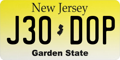 NJ license plate J30DOP