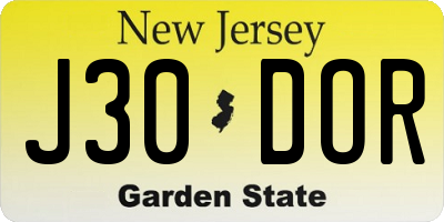 NJ license plate J30DOR