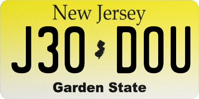 NJ license plate J30DOU