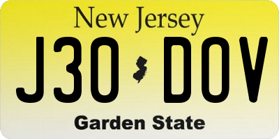 NJ license plate J30DOV