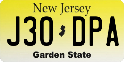 NJ license plate J30DPA