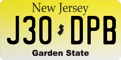 NJ license plate J30DPB