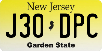 NJ license plate J30DPC