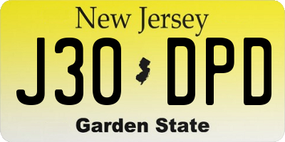 NJ license plate J30DPD