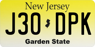 NJ license plate J30DPK