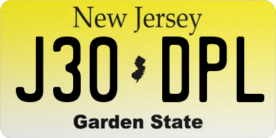 NJ license plate J30DPL