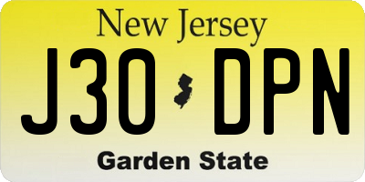 NJ license plate J30DPN