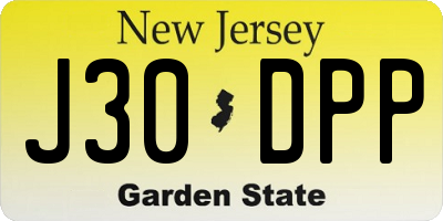 NJ license plate J30DPP