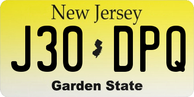 NJ license plate J30DPQ