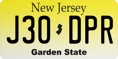 NJ license plate J30DPR