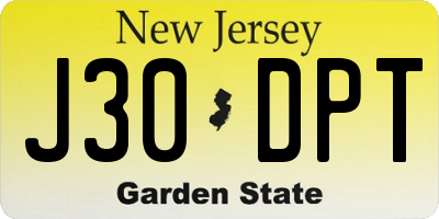 NJ license plate J30DPT