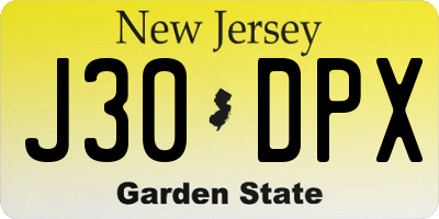 NJ license plate J30DPX