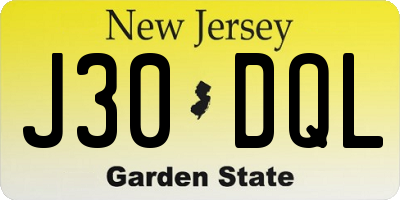 NJ license plate J30DQL