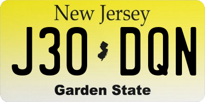 NJ license plate J30DQN
