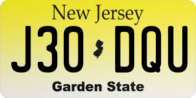 NJ license plate J30DQU