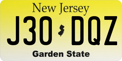 NJ license plate J30DQZ