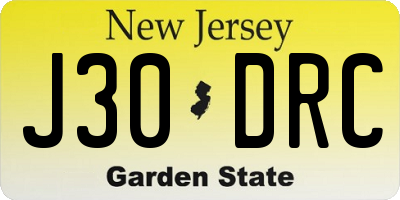 NJ license plate J30DRC