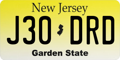 NJ license plate J30DRD