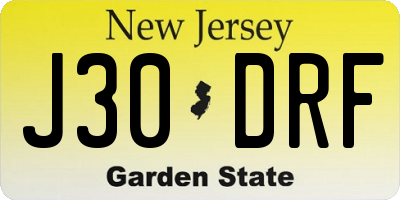 NJ license plate J30DRF