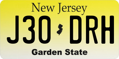 NJ license plate J30DRH