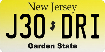 NJ license plate J30DRI