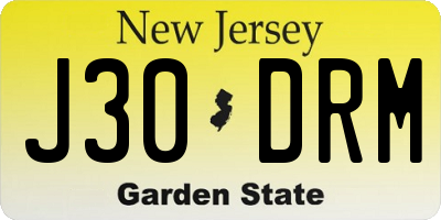 NJ license plate J30DRM
