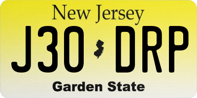 NJ license plate J30DRP