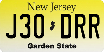 NJ license plate J30DRR