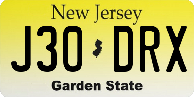 NJ license plate J30DRX