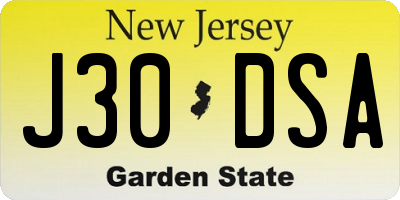 NJ license plate J30DSA