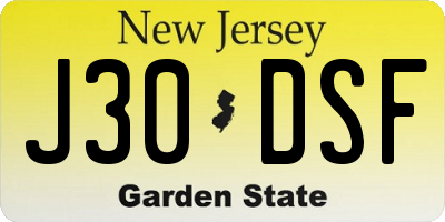 NJ license plate J30DSF