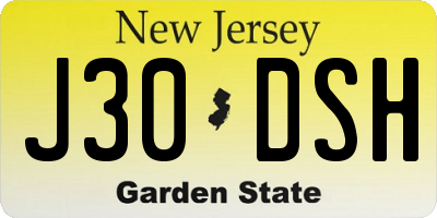 NJ license plate J30DSH