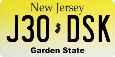 NJ license plate J30DSK