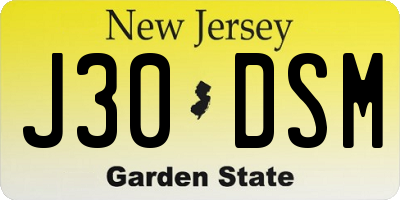 NJ license plate J30DSM