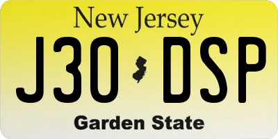 NJ license plate J30DSP