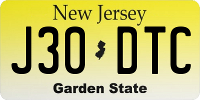 NJ license plate J30DTC