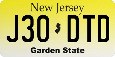 NJ license plate J30DTD