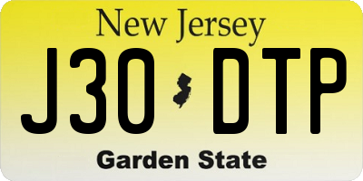 NJ license plate J30DTP