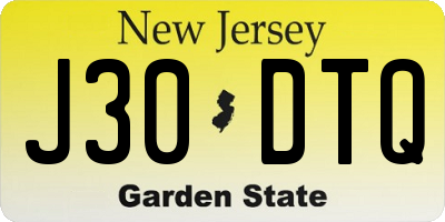 NJ license plate J30DTQ