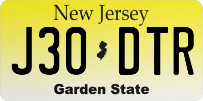 NJ license plate J30DTR