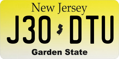 NJ license plate J30DTU